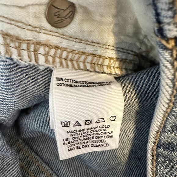 We the Free Free People Zip It Up Denim Frayed Hem Mini Skirt in Blue Size 30 - Picture 7 of 10